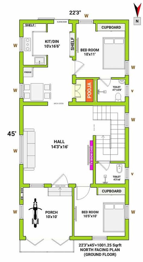 North facing house plan 2bhk with parking 25×50 House Plan North Facing, 20 By 40 House Plans, 20×40 House Plan, Narrow Homes, Amritpal Singh, Unique Small House Plans, 20x30 House Plans, North Facing House, 20x40 House Plans