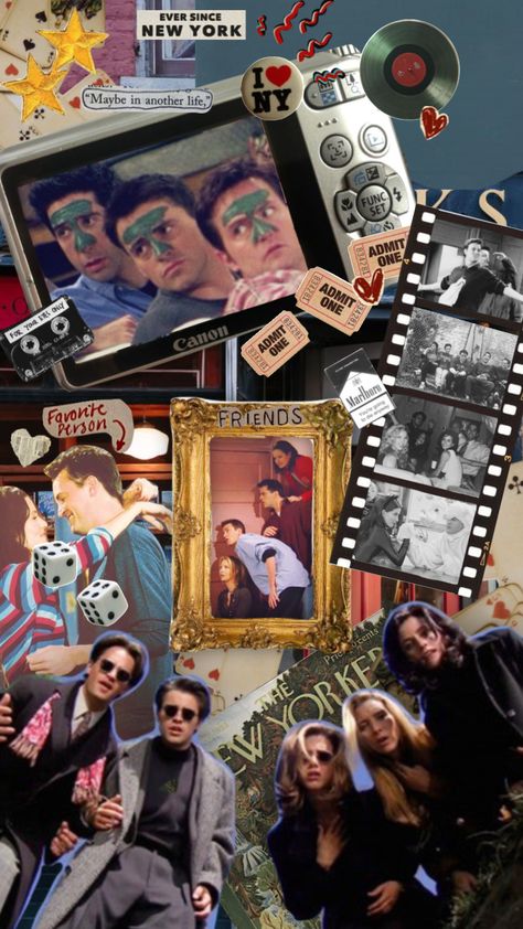 Friends Aesthetic Collage, Friends Collage Aesthetic, Friends Wallpaper Hd, Matthew Perry Friends, Friends Collage, Chandler Friends, Aquarius Aesthetic, Friends Best Moments, Funny Lockscreen