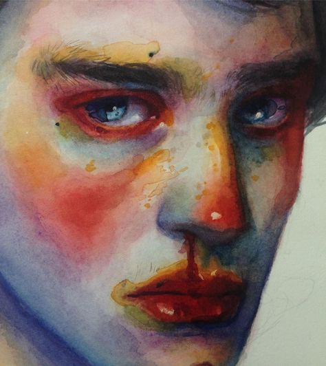 Bio Art, Watercolour Face Abstract, Sentimental Art, Art Painting Watercolor, Watercolor Art Face, Watercolor Face, Gcse Art Sketchbook, Art Assignments, Instagram Face