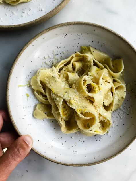 Rosemary Pasta with Lemon Butter Sauce - Not Without Salt Pasta With Lemon Butter Sauce, Rosemary Pasta, Pasta With Lemon, Lemon Butter Sauce, Fresh Spices, Feed A Crowd, Yummy Pasta Recipes, Pasta Dough, Pasta Maker