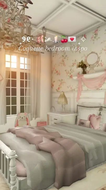 (12)₊୨୧⋆ Coquette bloxburg bedroom inspo, decals by @The Revello’s #fyp #... | coquette | TikTok Cute Bloxburg House Interior, Bloxburg House Croquette, Bloxburg Bedroom Ideas Aesthetic Pink, Coquette Houses Bloxburg, Coqquete Bloxburg House, Azyria Bloxburg, Bloxburg Couqutte House, Aesthetic Bloxburg Houses Interior, Bloxburg Kawaii Bedroom