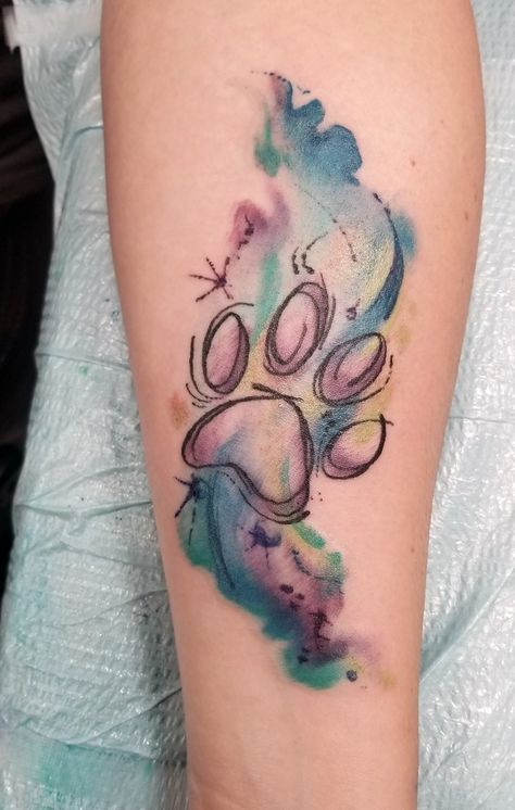 Floral Watercolor Tattoo, Tatoo Dog, Small Watercolor Tattoo, Pawprint Tattoo, Dog Paw Tattoo, Watercolor Tattoo Flower, Paw Tattoo, Inspiration Tattoos, Floral Tattoo Sleeve