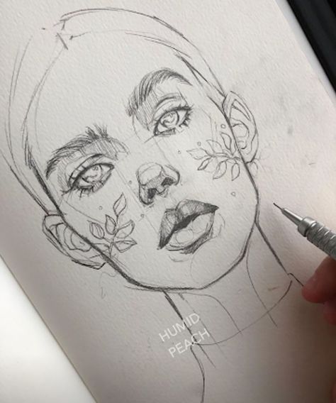 20 Pencil Art Drawing Ideas to Inspire You - Beautiful Dawn Designs Humid Peach, Art Amour, Drawing Faces, Face Sketch, Ink Drawings, Sketchbook Art, Digital Painting Tutorials, Pencil Art Drawings, Art Drawings Sketches Creative