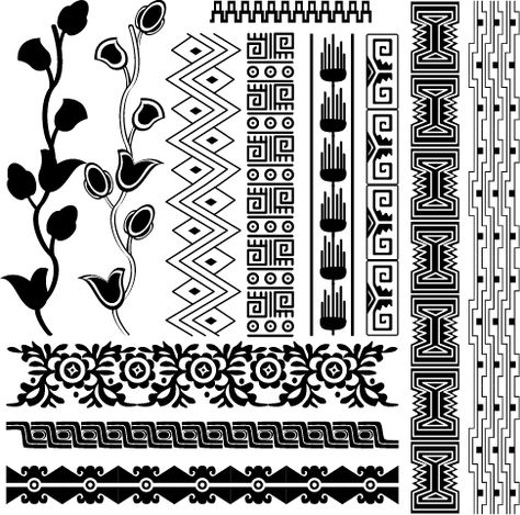 Ornamentos Mayas, imagen vectorial. Art Chicano, Ancient America, Mayan Tattoos, Mayan Symbols, Egyptian Design, Marquesan Tattoos, Muster Tattoos, Mayan Art, American Pattern