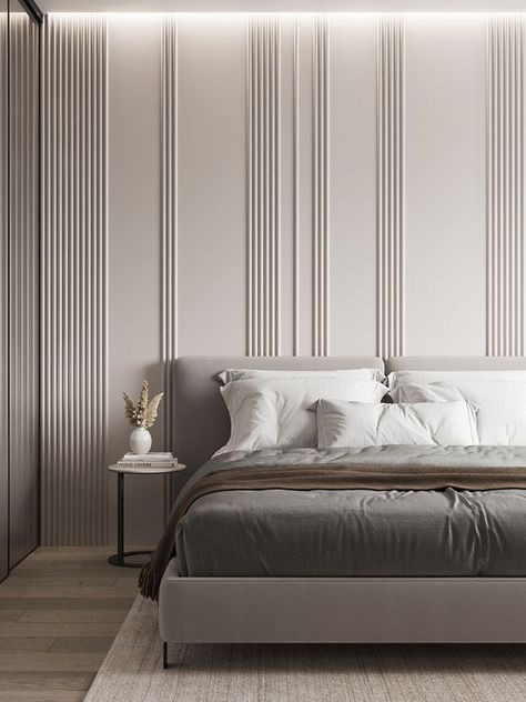 Bedroom Wall Cladding, Modern Elegant Bedroom, Simple Bed Designs, Monochrome Bedroom, Marble Wall Mural, Dekorasi Kamar Tidur, Bilik Tidur, Wall Murals Painted, Simple Bed