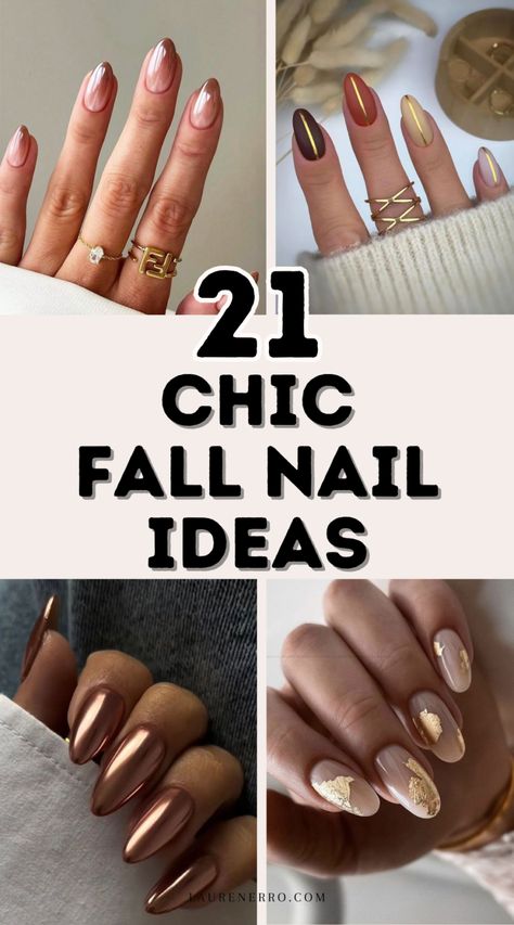 Fall Finger Nail Ideas, Short Almond Dip Nails Fall, Fingernail Designs Fall, Cute Fingernails, Fall Manicure Designs, Copper Color Nails, Fancy Fall Nails, September Dip Nail Ideas, Shellac Fall Nails