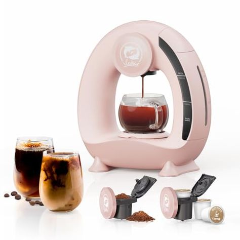 BENFUCHEN Pink Single Serve Coffee Maker For KCup/Ground Coffee, MINI Q Modern 2 in 1 Coffee Machine Personal Mini One Cup Coffee Maker/Tea Brewer With Filter&Adapter, 4-8oz Brew Size One Cup Coffee Maker, House Gadgets, Coffee Basket, Single Serve Coffee Maker, Coffee Maker Machine, Capsule Coffee Machine, Tea Brewer, Americano Coffee, Single Serve Coffee Makers