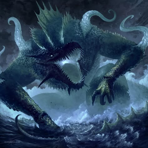 ArtStation - Cipactli, Riccardo Gualdi Kaiju Fantasy Art, Ocean Monster Art, Leviathan Art Sea Monsters, Levithan Monster Art, Leviathan Monster Art, Fantasy Sea Monster, Aquatic Monster Concept Art, Alien Monster Art, Beast Creature Monsters