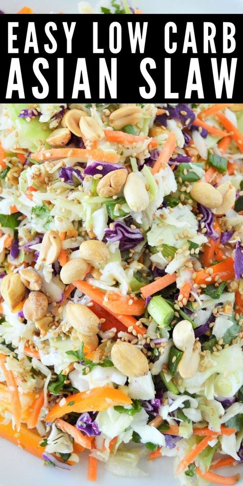 Low Carb Asian, Asian Slaw Recipe, Asian Coleslaw, Low Carb Low Fat Recipes, Asian Slaw, Boiled Egg Diet Plan, Low Carb Salad, Boiled Egg Diet, Low Carb Sides