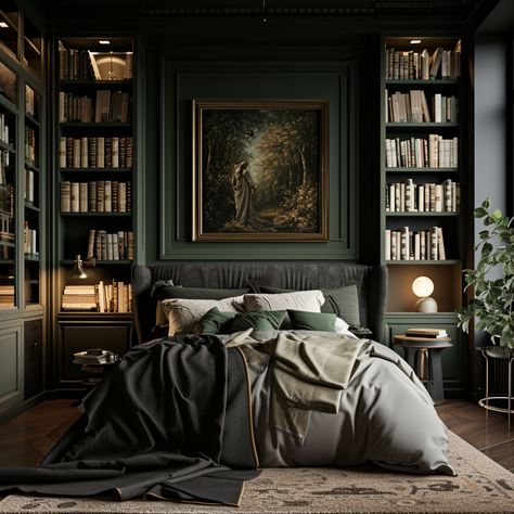 Victorian Moody Bedroom, Chic Minimalist Bedroom, Dark Academia Interior Bedroom, Peaceful Moody Bedroom, Modern Victorian Homes Interior Ideas Bedroom, Victorian Modern Bedroom, Cozy Moody Bedroom, Dark Victorian Bedroom, Vintage Modern Bedroom