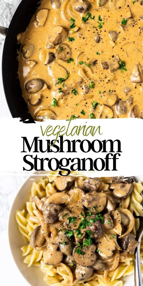 Vegetarian Meals With Mushrooms, Mushroom Stroganoff Recipe Vegetarian, Easy Delicious Vegetarian Dinners, Different Vegetarian Recipes, Vegetarian Dinner With Mashed Potatoes, Easy Food Vegetarian, Vegetarian Mushroom Pasta, Mushroom Based Recipes, Meals For Vegetarians And Meat Eaters