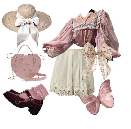 Cottagecore Outfits Pink And Green, Sweet Cottagecore Outfits, Cottage Core Pink Outfit, Floralcore Outfits, Princesscore Outfits Aesthetic, Cheap Cottagecore Clothes, Cottagecore Glam Outfit, Pink Cottage Core Outfit, Strawberry Cottagecore Outfit