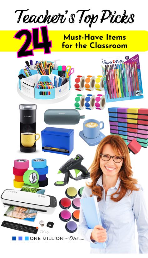 One Million and One asked teachers from pre-school through high school, what their favorite classroom items are. We gathered the items and made the list below. Here is the list of the top 24 favorite teacher items. We’ve included associate links that will take you directly to the product, or you may see them all listed on our website under” Amazon Must-Haves”. Welcome to the world of must-have teacher supplies! Kindergarten Classroom Must Haves Teachers, Must Have Classroom Supplies, New Teacher Must Haves Elementary, Best Teacher Supplies, Must Have Teacher Supplies, Must Have Teacher Items, Classroom Needs List Teachers, 1st Grade Teacher Must Haves, Teacher Supplies Must Have