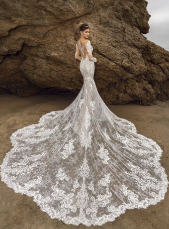 Kitty Chen | Becker’s Bridal - 111ANILORAC4391 | Becker's Bridal - Michigan's Premier Bridal Shop Wedding Dress Mermaid Lace, Wedding Dress Mermaid, Large Skirt, Lace Wedding Dress With Sleeves, Illusion Tulle, Dress Mermaid, Sleeve Wedding Dress, Luxury Wedding Dress, Dress 2024