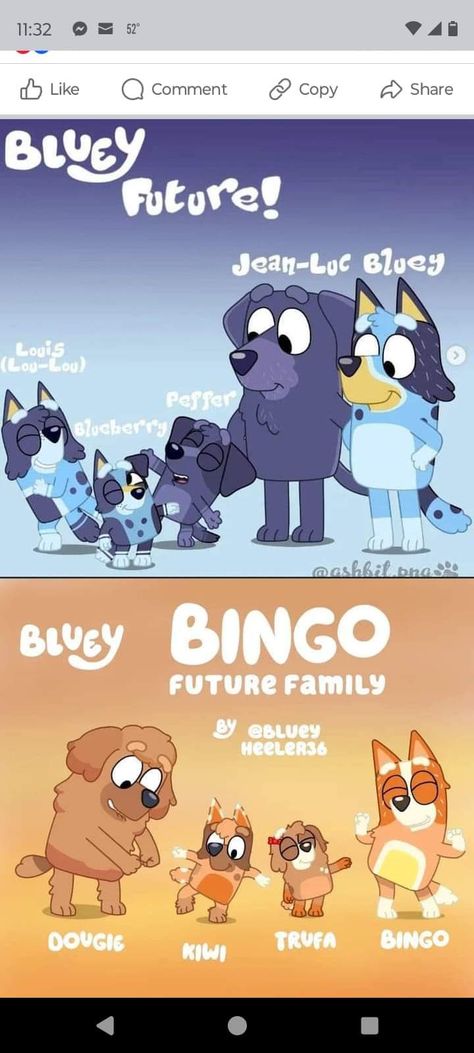 Blueys Future Child, Goofy Drawing Disney, Bluey Lockscreen Wallpaper, Bingo Future Family, Future Bluey Family, Bluey And Mackenzie Future Family, Bluey Funny Wallpaper, Bluey In The Future, How To Draw Muffin Bluey