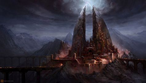 Agandaur Fortress - Characters & Art - The Lord of the Rings: War in the North Tolkien Artwork, Iron Fortress, Donkey Kong Country, Concept Art World, Artist Blog, Fantasy Castle, Fantasy Places, Middle Earth, Fantasy Landscape