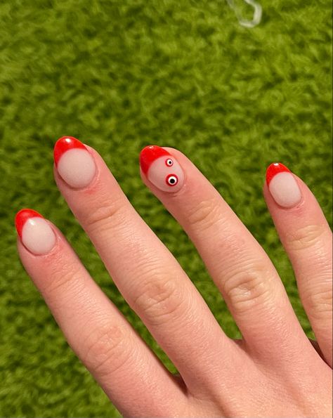 Red Evil Eye Nails, Evil Eye Nails Short, Nails With Eyes, Red Evil Eye, Evil Eye Nails, Eye Nails, Eye Gel, Nails Short, Red Eyes