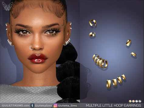 The Sims 4 Custom Content, Little Hoop Earrings, Sims 4 Piercings, Sims 4 Tattoos, Sims 4 Cc Eyes, Mod Earrings, Sims 4 Cas Mods, Sims 4 Cc Kids Clothing, Big Statement Earrings