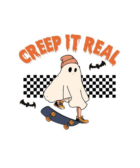 Halloween Sublimation Designs For Shirts, Creep It Real Svg, Halloween Shirt Designs Vinyl, Halloween T Shirt Design, Boy Halloween Shirts, Halloween Cricut Projects, Halloween Illustration Design, Ghost Skateboarding, Halloween Graphic Design