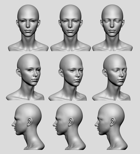 ArtStation - BJD doll head - Leo, Nayoun Keara Kim Head 3d Reference, Head Model Drawing, Bjd Head Sculpt, Woman Head Reference, Head Model Reference, Retopology Face, Female Head Reference, Bjd Head, Head Studies