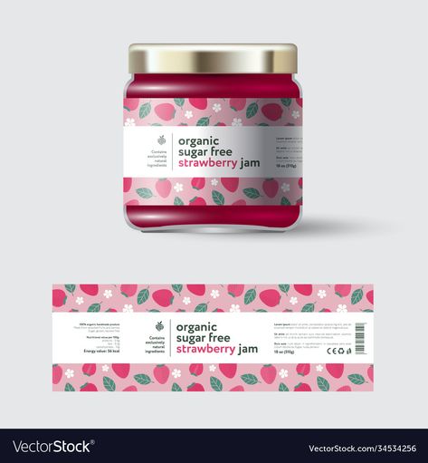 Label For Jam Jar, Strawberry Jam Label Design, Jam Jar Packaging Design, Strawberry Jam Packaging, Strawberry Jam Label, Jam Label Design Packaging Ideas, Jar Packaging Ideas, Strawberry Packaging Design, Jam Jar Packaging