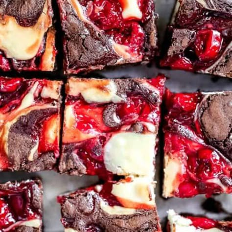 OMG! Heavenly Cherry Cheesecake Swirl Brownie - The Baking ChocolaTess Cheesecake Brownie Recipe, Cherry Cheesecake Brownies, Chocolate Cherry Cheesecake, Strawberry Swirl Cheesecake, Raspberry Pie Filling, Cheesecake Swirl Brownies, Cherry Brownies, Brownie Desserts Recipes, Desert Bar