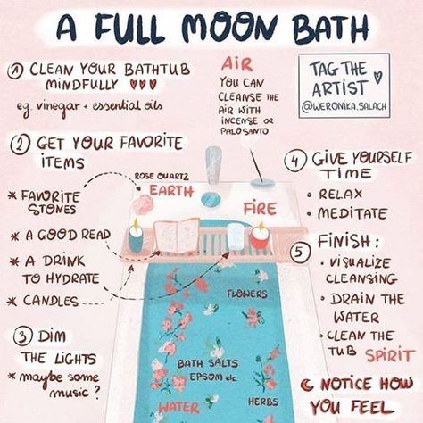 A full moon bath is a great way to take in a bit of self care and mindfulness. What do you like todo on the full moon? Having a bit of fun as a werewolf maybe? . . . . . . . . . . . . .  by @weronika.salach  #wicca #wiccan #wiccans #wiccanalter #wiccansofinstagram #wiccanalters #wiccanspells #wiccanvibes #wiccantattoo #wiccansofig #wiccanos #wiccanism #wiccaninspirations #wiccanforlife #wiccanpride #wiccanrede #wiccanbooks #wiccanatural #spells #fullmoon #moon #moonritual #fullmoonritual #bath # Meditation Witchcraft, Moon Bath, Magia Das Ervas, Spiritual Bath, New Moon Rituals, Moon Magick, Moon Rituals, Full Moon Ritual, Rituals Set