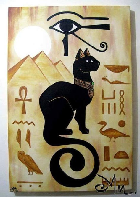 Egyptian Cat Art, Arabian Design, Ancient Egypt Crafts, Ancient Egypt Aesthetic, Egypt Cat, Egypt Crafts, Egyptian Drawings, Egyptian Cat Goddess, Grafic Art