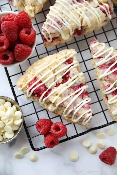 Chocolate Raspberry Scones, White Chocolate Raspberry Scones, White Chocolate Scones, Raspberry Scones, White Chocolate Recipes, Chocolate Scones, Scones Recipe Easy, Lemon Scones, Homemade Scones