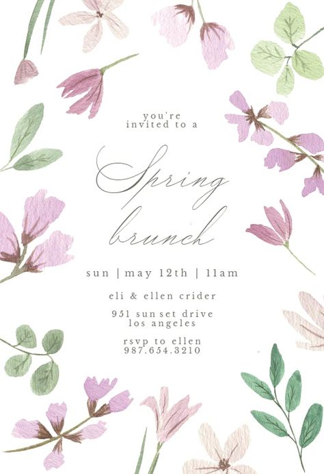 Spring Party Invite, Lunch Invitation Template, Lunch Invitation, Hosting Brunch, Strawberry Shortcake Party, Greetings Island, Spring Brunch, Spring Birthday, Birthday Brunch