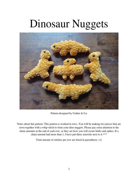 Dino Chicken Nuggets Crochet Pattern, Crochet Pocket Dinosaur, Dino Nuggies Crochet Pattern, Dinosaur Chicken Nugget Crochet Pattern, Dinosaur Chicken Nugget Crochet, Easy Crochet Patterns Amigurumi, Pterodactyl Crochet Pattern, Crochet Dinosaur Nugget, Crochet Dino Chicken Nugget