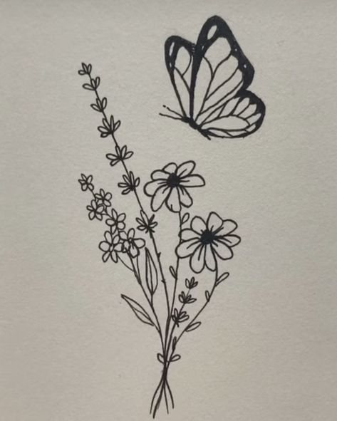 Tattoo Collarbone, Decoration Craft Ideas, Pot Drawing, Butterfly With Flowers Tattoo, Simple Flower Drawing, Collarbone Tattoo, Butterfly On Flower, Butterfly Sketch, Knot Tattoo