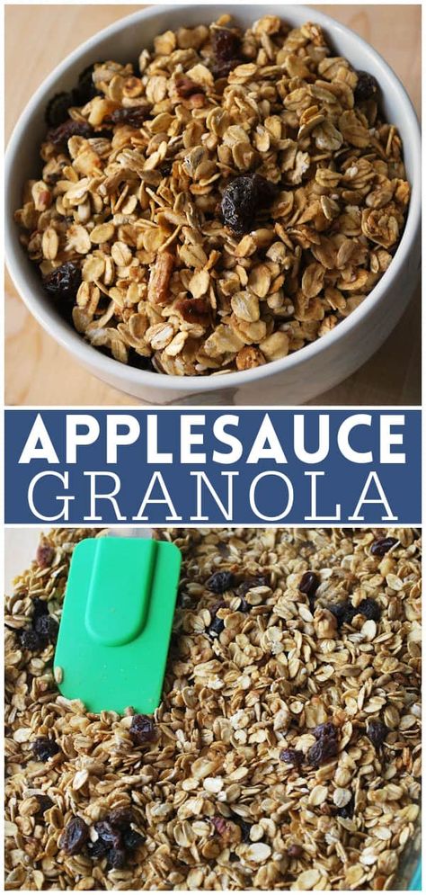 Applesauce Granola, Applesauce Instead Of Oil, Healthy Applesauce, Granola Recipe Healthy, Crunchy Granola, Granola Healthy, Fruit Breakfast, Delicious Breakfast Recipes, Granola Recipes