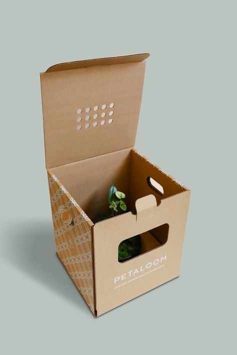 Petaloom — Brand Identity, Packaging & Website by Giada Tamborrino Studio — #branding #brandidentity #logodesign #printdesign #luxurypackaging #packagingdesign #sustainabledesign #packaging #recycledpaper Eco Packaging Ideas, Botanical Packaging, Pot Packaging, Packaging Eco Friendly, Eco Packaging Design, Plant Packaging, Eco Friendly Packaging Design, Business Merch, Honey Packaging