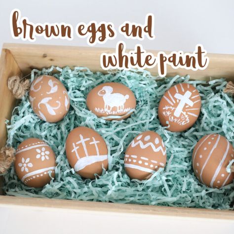 Painted Easter Eggs {Brown Eggs + White Paint} - Frugal Fun For Boys and Girls Tie Dye Easter Eggs, Resurrection Eggs, Dye Easter Eggs, Painted Easter Eggs, White Paint Pen, Brown Eggs, Easter Egg Dye, Easter Egg Painting, Color Swirl