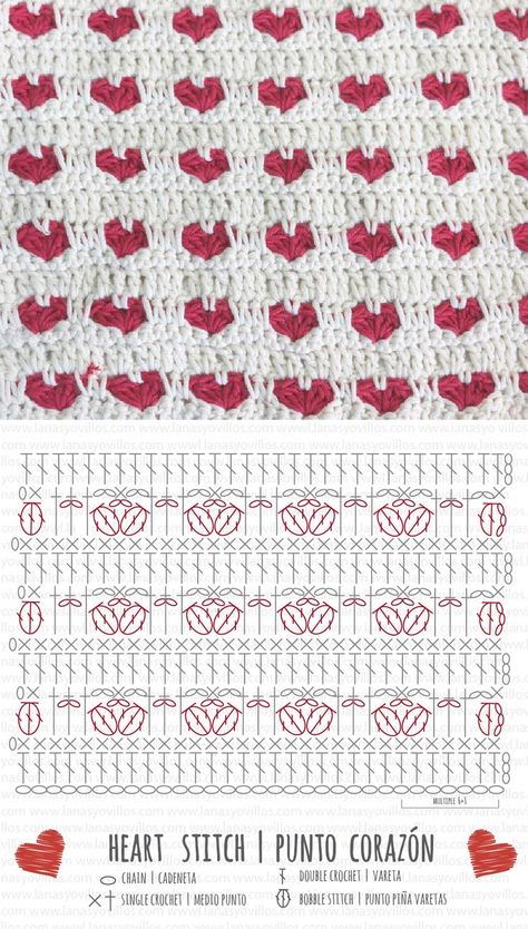 Heart stitch crochet pattern, with chart and video tutorial step by step. In English. ¡También en Esapañol! Read Crochet Diagram, Crochet Pattern Charts Free, Heart Motif Crochet, Crochet Mesh Stitch Diagram, Crochet Pattern Guide, Heart Stiches Crochet, Crochet Diagrams Free Charts, Crochet Hearts Pattern, Heart Knit Pattern