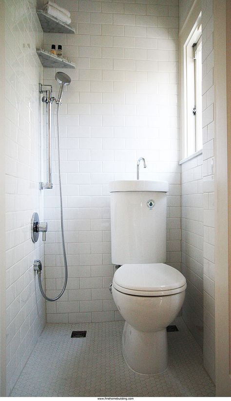 Ingenious solutions to common design problems.....a 3/4 bath in 9 square feet of space Small Wet Room, House Bathroom Designs, Wet Room Bathroom, Small Shower Room, Small Apartment Bathroom, Top Bathroom Design, Small Bathroom Remodel Designs, Simple Bathroom Designs, Bathroom Shower Design