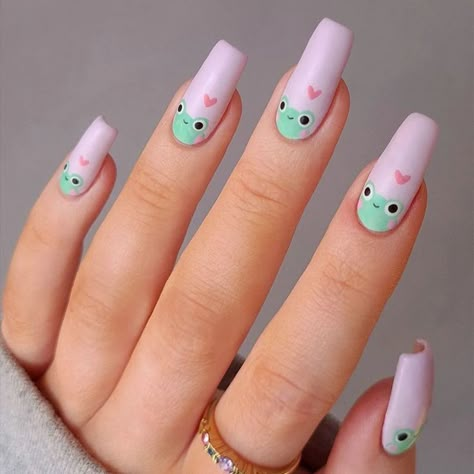 Animal Nail Designs, Pastel Nails Designs, Funky Nail Art, Cute Simple Nails, Coffin Press On Nails, Animal Nails, Pretty Gel Nails, Cute Gel Nails, Kawaii Nails