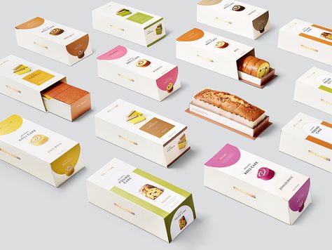 Red Dot Design Award: TOUS les JOURS – Gourmet Cake Roll Cake Packaging Design, Japanese Cake Packaging, Cake Label Design, Cake Slice Packaging, Cake Box Cookies, Bolu Cake, Tin Packaging, Bolu Gulung, Box Cookies