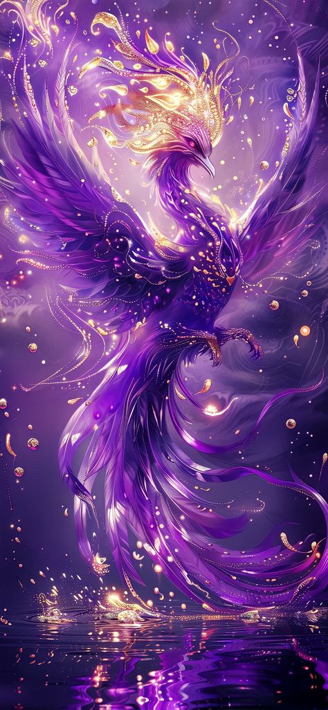 Beautiful Dragon Art Mythical Creatures, Purple Mythical Creatures, Purple Phoenix Art, Beautiful Dragon Wallpaper, Mystical Dragon Art, Mythical Creatures Wallpaper, Purple Dragon Art, Phoenix Creature, Phoenix Wallpapers