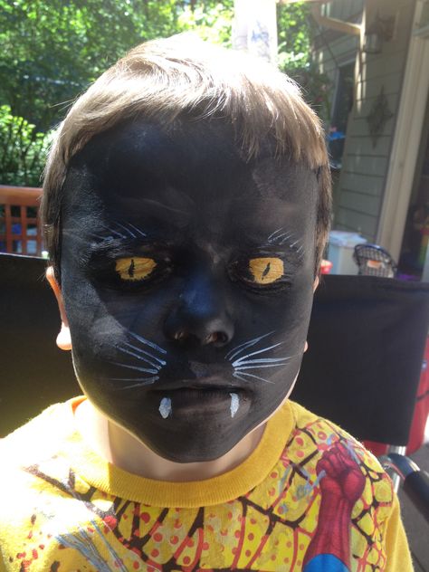 Cat Noir Face Paint, Panther Makeup Halloween, Black Panther Face Paint, Panther Face Paint, Black Panther Makeup, Funny Face Paint, Panther Makeup, Panther Halloween Costume, Halloween Birthday Party Decorations