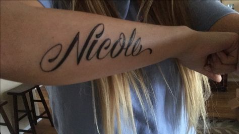 Nicole💟✨ Nicole Tattoo, Nicole Tattoo Name, Nicole Name, Nicole Wallpaper Name Aesthetic, Nicole Meaning Name, Nicole Necklace, Tattoos With Kids Names, Dad Tattoos, Name Tattoo