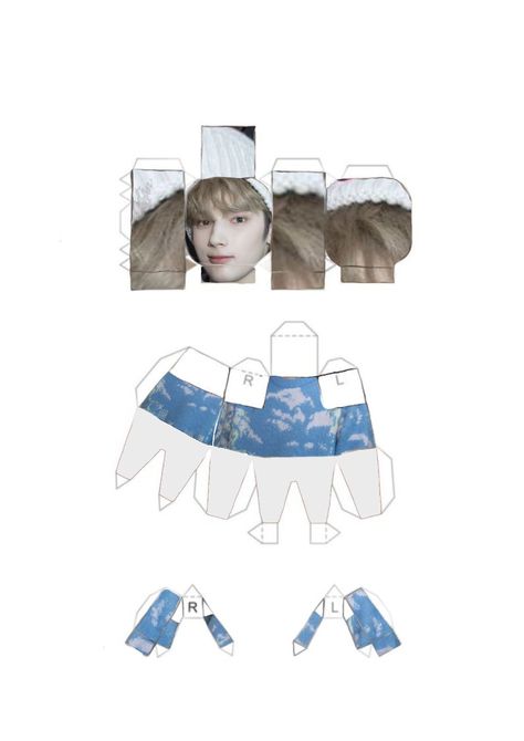 Txt paper craft Txt Crafts Ideas, Kpop Paper Craft, Paper Crafts Kpop, Txt Crafts, Txt Papercraft, Txt Printables, Diy Gift Box Template, Kpop Diy, Paper Doll Template