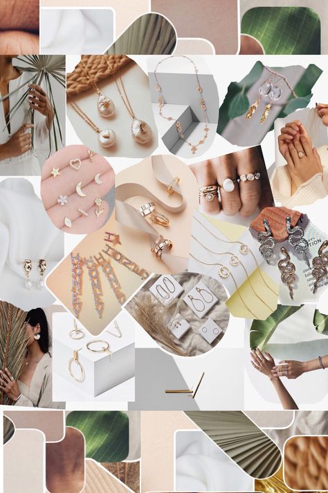 Moodboard Mood Board Layout, Board Layout, Accessories Board, Jewelry Mood Board, Visual Board, Mood Boards, Mood Board, Place Card Holders, Gift Wrapping