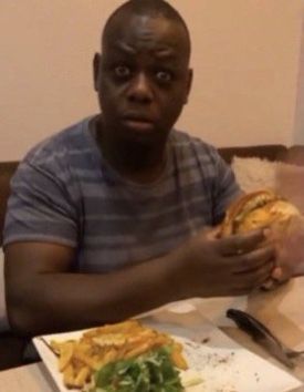 Flabbergasted Reaction Pic Black Guy, Eating Reaction Pic, Flabbergasted Reaction Pic, Black Reaction Pics, Eating Food Funny, Blue Emoji, Black Jokes, Current Mood Meme, Funny Reaction