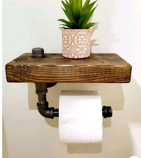 Industrial Toilet, Steampunk Bathroom, Pipe Toilet Paper Holder, Cafe Industrial, Rustic Toilet Paper Holders, Toilet Paper Holder With Shelf, Industrial Toilets, Bathroom Toilet Paper, Rustic Toilets