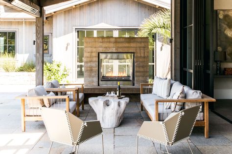 Sonoma II Residence | Jeff Schlarb Design Studio Outdoor Gas Fireplace, Modern Daybed, Interior Finishes, Fireplace Design, Cabin Homes, Back Patio, Outdoor Fireplace, Modern Outdoor, Backyard Design