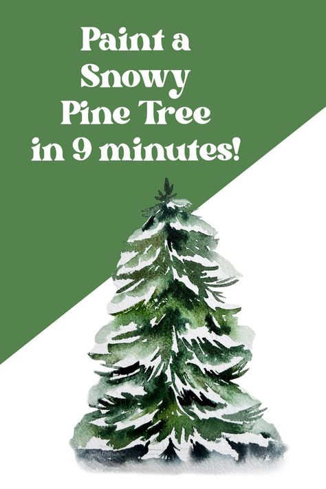 Painting Snowy Trees, Pine Trees In Snow, How To Paint Snow On Trees, Watercolor Christmas Trees Tutorial, How To Draw A Pine Tree, How To Paint Pine Trees Acrylic, How To Paint A Christmas Tree, Winter Watercolor Simple, Paint Pine Trees