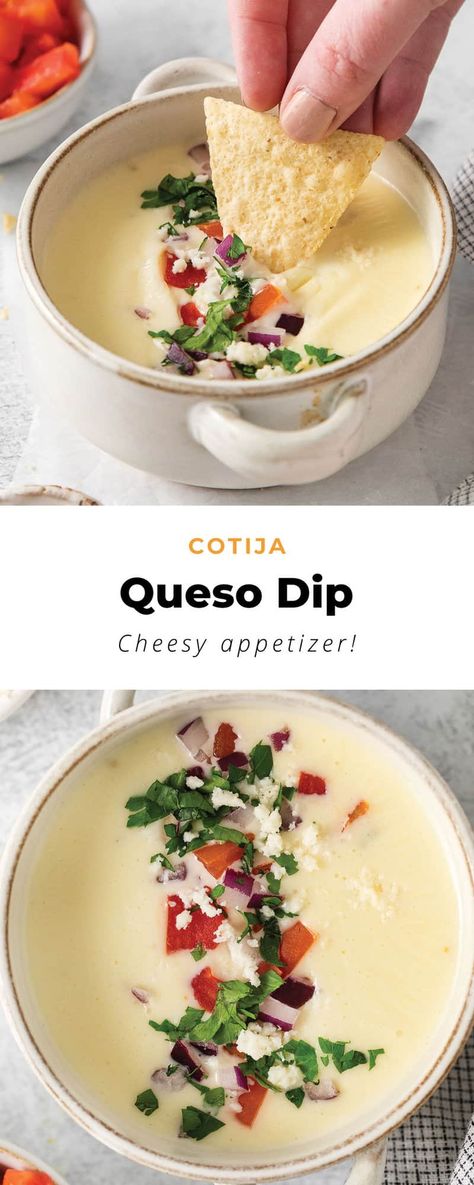 Tacos 4 Life Queso, Quest Fresco Cheese Dip, Goat Cheese Queso Dip, Organic Queso Dip, Recipes With Fresco Cheese, Cotija Cheese Recipes Dinners, Cotija Cheese Dip, Cojita Cheese Recipe Dishes, Queso Cotija Recipes