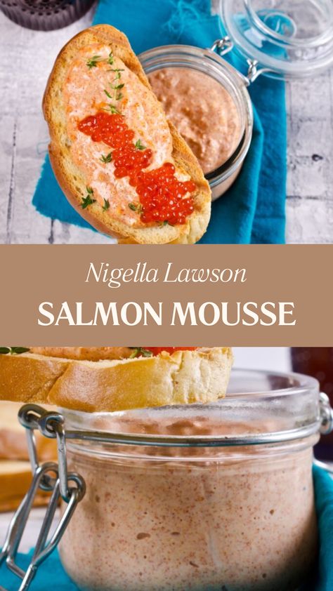 Nigella Lawson Salmon Mousse Smoked Salmon Mousse Recipe, Salmon Mousse Appetizers, Salmon Mouse, Fish Starters, Salmon Pate Recipe, Salmon Mousse Recipe, Salmon Terrine Recipes, Salmon Mousse Recipes, Smoked Salmon Terrine